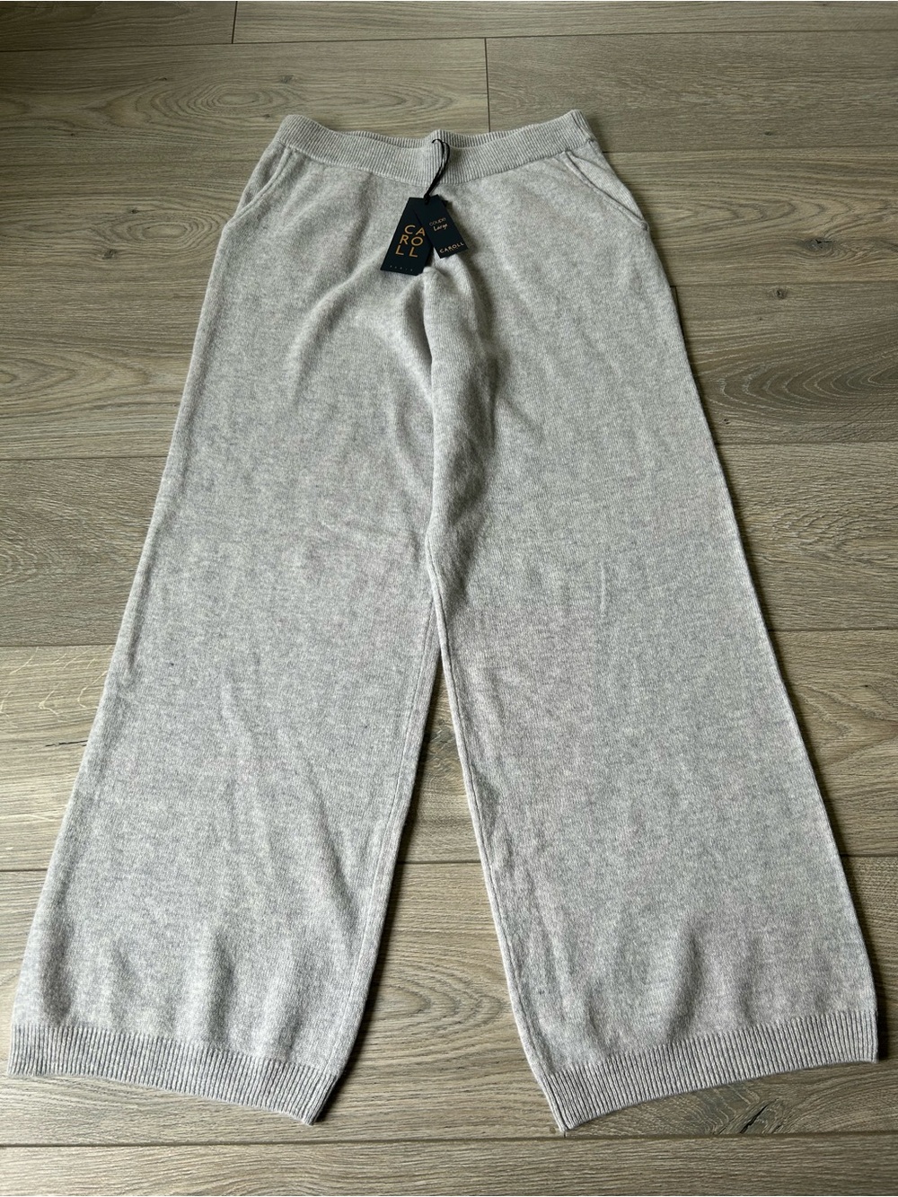 Caroll Paris Wide Leg Pull on Wool blend pants Gray New with tag